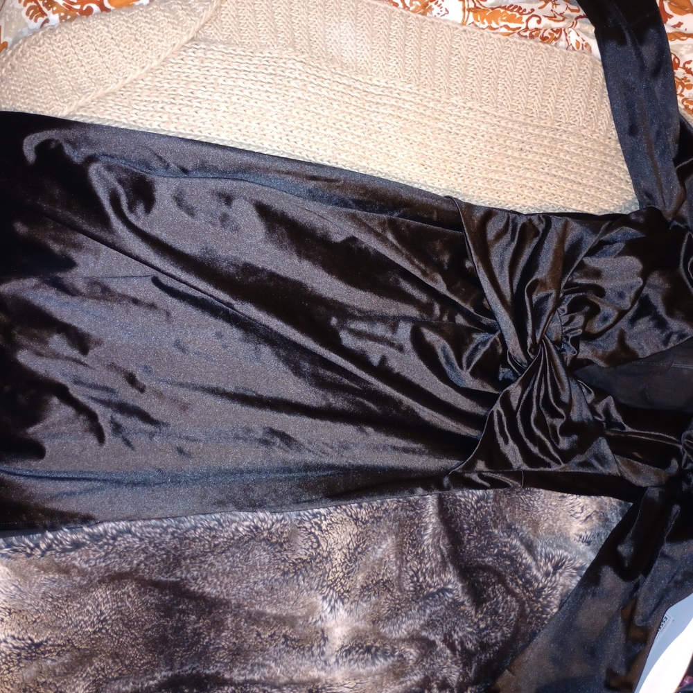 Express Satin Plunge V-Neck Padded Shoulder Twist Front Maxi Dress